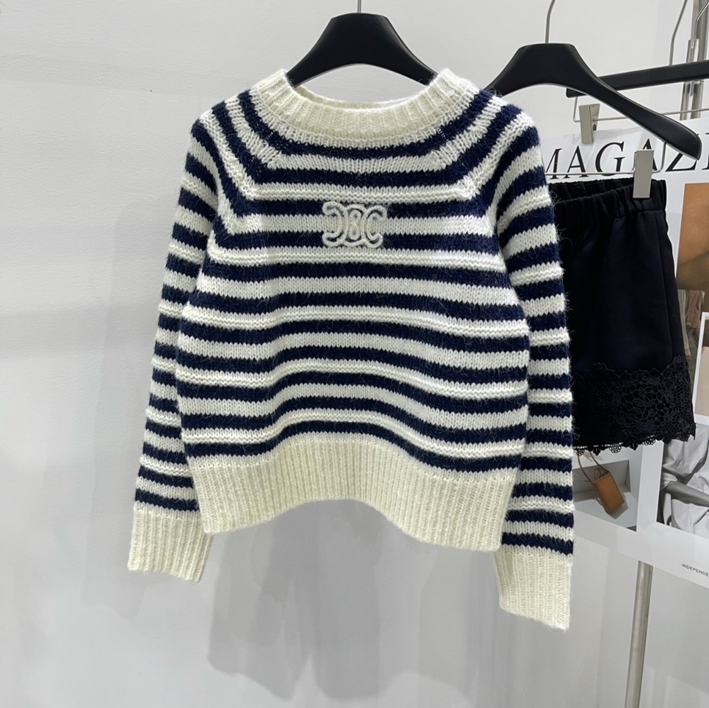 crochet striped mohair sweater